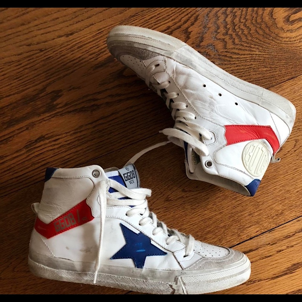Red, white, and blue Golden Goose Sneakers